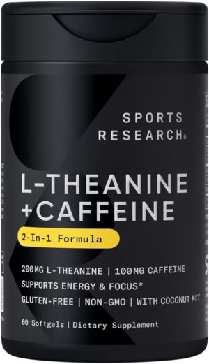 Sports Research L-Theanine Supplement With Caffeine & MCT Oil