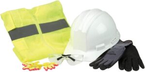 J. J. Keller & Associates, Inc. L/XL PPE Safety Kit – Glasses, Earplugs, Hard Hat