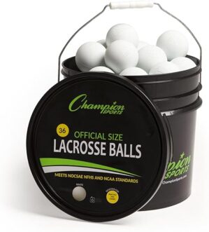 Champion Sports Lacrosse Balls Bucket: Regulation Set – 36 Count