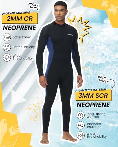 Lansru Wetsuits With Waterproof Changing Mat, 3/2mm Neoprene Full Suit - Image 2