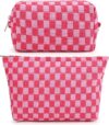 SOIDRAM Large Checkered Makeup Bag Organizer