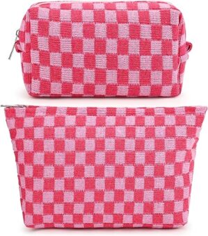 SOIDRAM Large Checkered Makeup Bag Organizer