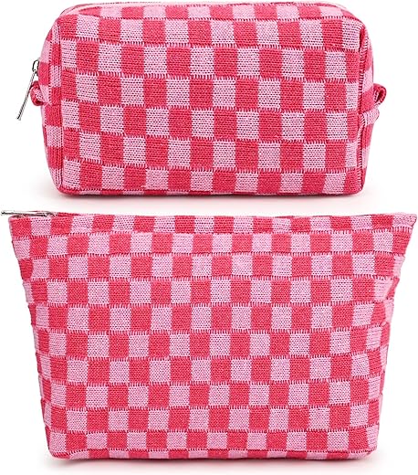 SOIDRAM Large Checkered Makeup Bag Organizer