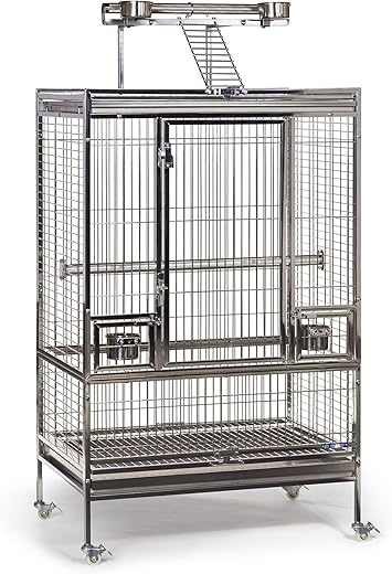 PH Prevue Hendryx Large Stainless Steel Bird Cage With Playtop