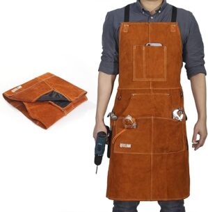 QeeLink Leather Welding Work Apron, Heat Resistant