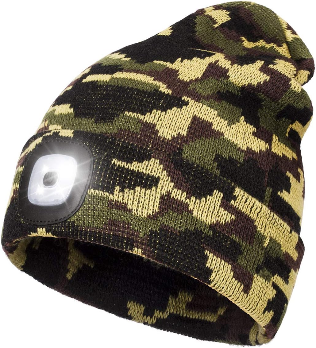YunTuo LED Beanie With Light, Unisex USB Rechargeable