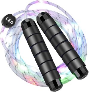 Glovion LED Jump Rope With Lights, USB Rechargeable