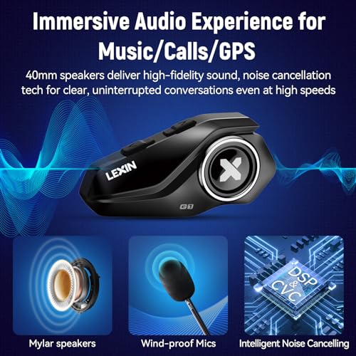 LEXIN Motorcycle Bluetooth Headset With Mics - Image 3