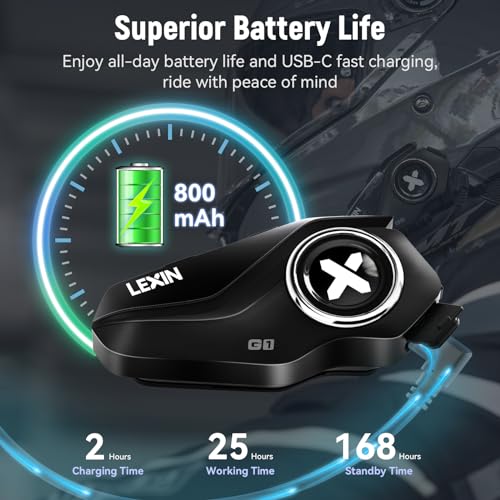 LEXIN Motorcycle Bluetooth Headset With Mics - Image 5