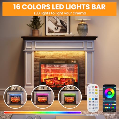 LGHM 44" LED Electric Fireplace With Mantel - Image 3