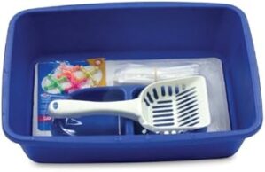 Petmate Litter Pan Starter Kit, Medium Planet Blue