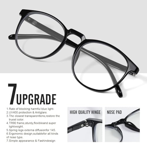 logclub Retro Round Blue Light Blocking Glasses - Image 3