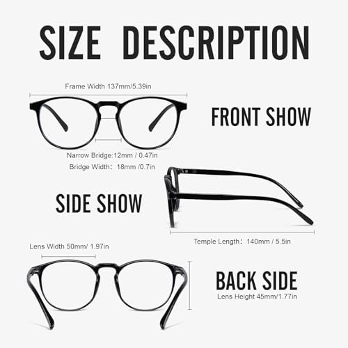 logclub Retro Round Blue Light Blocking Glasses - Image 4