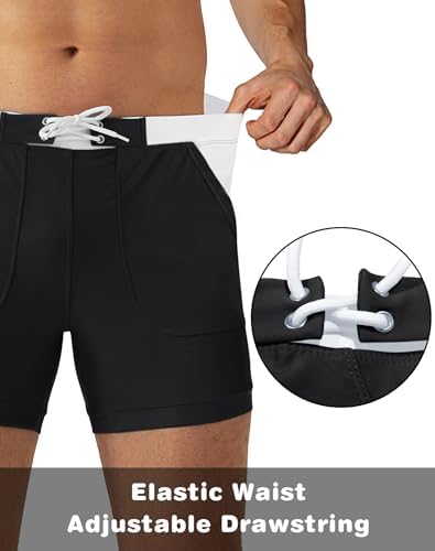 MAGNIVIT Men's Solid Long Swim Trunks - Image 4