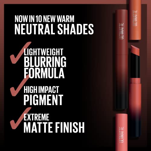 MAYBELLINE Ultimatte Matte Lipstick, More Stone, Rosey Mauve - Image 4
