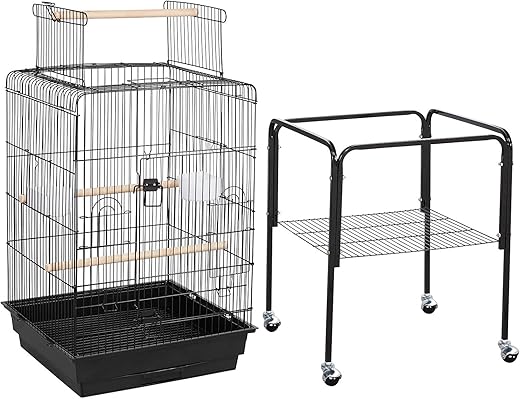 Yaheetech Medium Parakeet Cage With Stand, Black