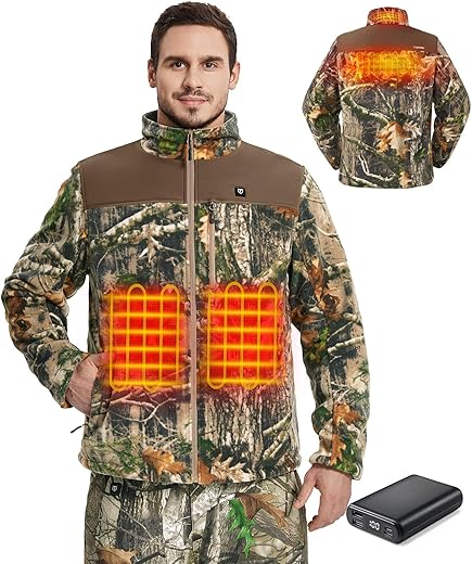TIDEWE Men’s Heated Fleece Jacket With Battery