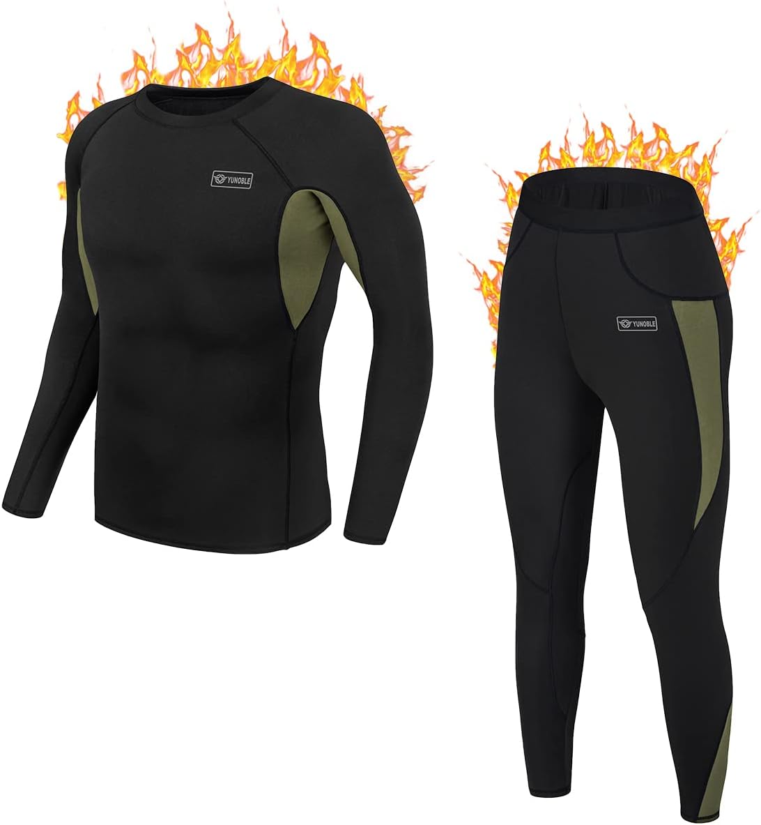 Yunoble Men’s Thermal Underwear Set, Fleece Lined