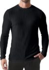 JMIERR Mens Casual Slim Fit Long Sleeve T-Shirt, US38(S), Black