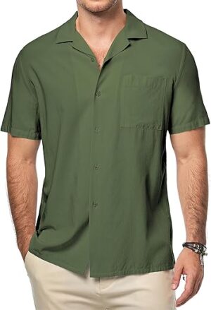 JMIERR Men's Casual Summer Cuban Collar Shirt