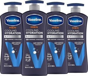 Vaseline Men’s Cooling Hydration 3-in-1 Lotion 20.3 oz, Pack of 4