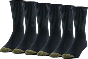 GOLDTOE Men’s Cotton Blend Crew Socks, 6-Pairs
