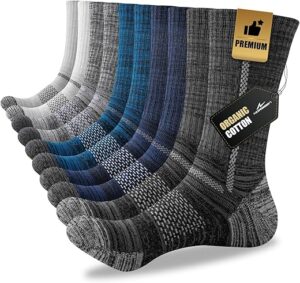 Niorasen Men’s Cotton Crew Work Socks, Moisture Wicking