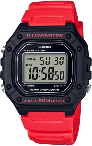 Casio Men’s Digital Watch Black/Red W218H