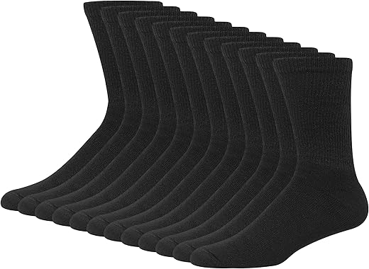 Hanes Men's Double Tough Crew Socks, 12-Pack