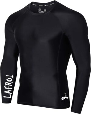 LAFROI Men’s Long Sleeve UPF 50+ Compression Rash Guard-CLYYB
