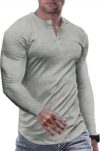 JMIERR Mens Muscle Slim Henley Longline T-Shirt