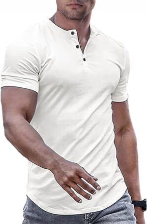 JMIERR Men’s Muscle Slim Henley Shirt
