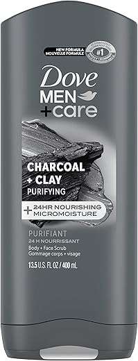 DOVE MEN + CARE Men's Purifying Charcoal + Clay Wash, 13.5 oz