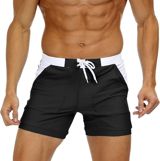 MAGNIVIT Men's Solid Long Swim Trunks