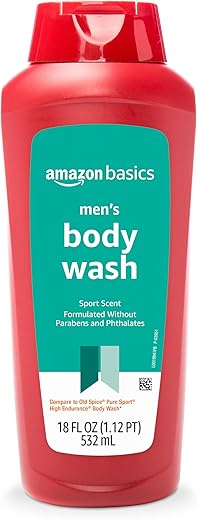 Amazon Basics Men's Sport Scent Body Wash, 18oz