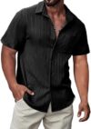 JMIERR Men’s Textured Casual Hawaiian Shirt