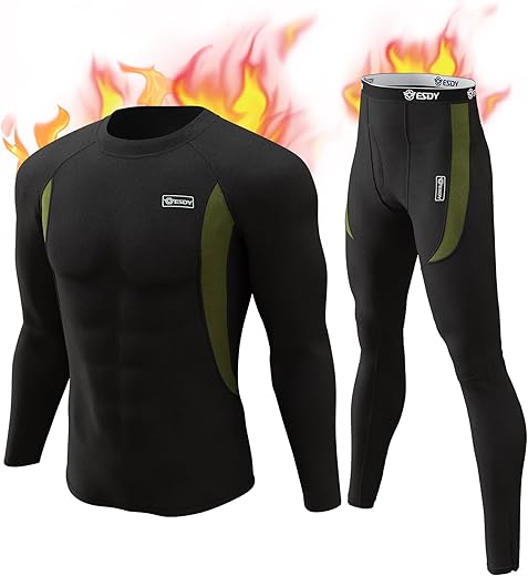 CL convallaria Mens Thermal Underwear Set With Fly
