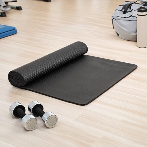 Mind Reader Yoga Fitness Extra Thick Exercise Mat YOGAPVC-BLK - Image 2