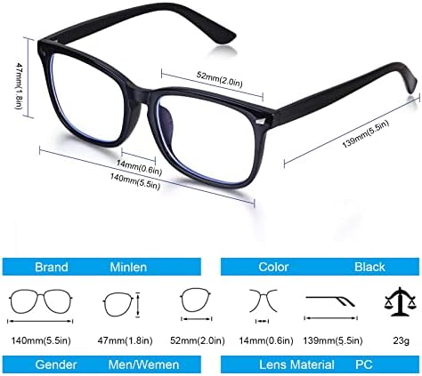 minlen Blue Light Blocking Square Eyeglasses - Image 3