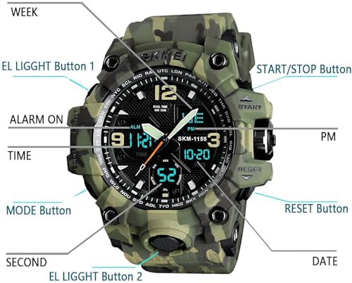 MJSCPHBJK Men's Military Waterproof Tactical Watch - Image 4