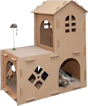Furhaven Multi-Level Cardboard Cat House W/ Catnip