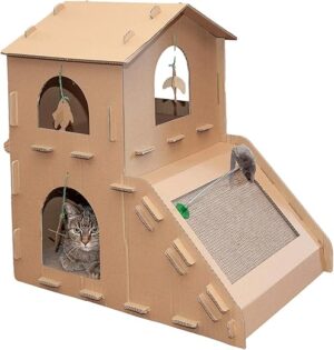 Furhaven Multi-Level Cat House With Catnip