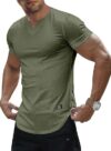 JMIERR Muscle Slim V-Neck Henley Shirt