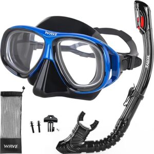 WAVE Nearsighted Dry Snorkel Mask Set For Adults
