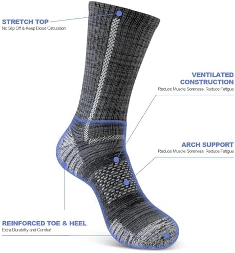 Niorasen Men's Cotton Crew Work Socks, Moisture Wicking - Image 4
