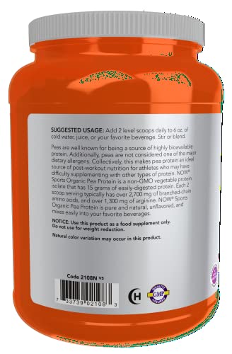 NOW Foods Organic Pea Protein Powder, 1.5-Pound - Image 3