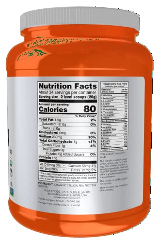 NOW Foods Organic Pea Protein Powder, 1.5-Pound - Image 2