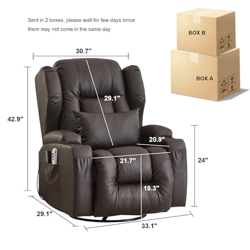 OBBOLLY Faux Leather Swivel Recliner Chair - Image 3