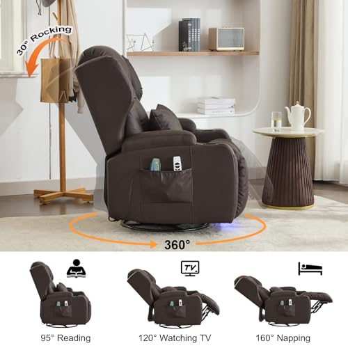OBBOLLY Faux Leather Swivel Recliner Chair - Image 4