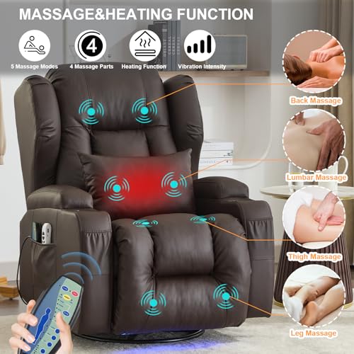 OBBOLLY Faux Leather Swivel Recliner Chair - Image 5
